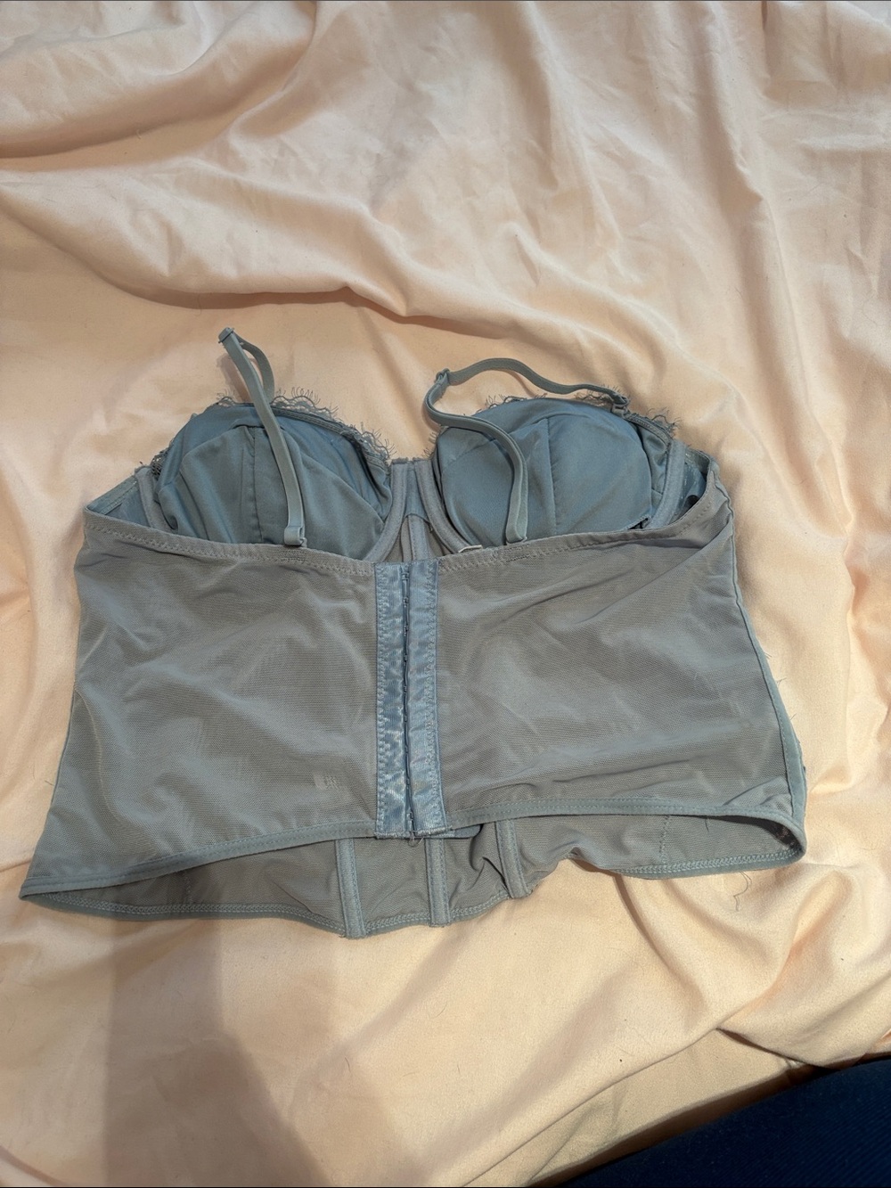 Lace Longline Bustier Corset Bra — Sage Green - Picture 2 of 3